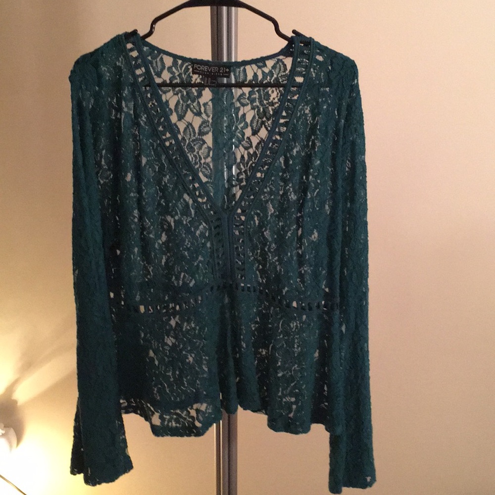 Green sheer blouse